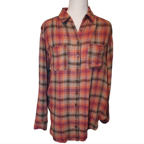 ANTHROPOLOGIE | Pilcro & The Letterpress Plaid Seamed Button Down Tunic - Picture 2 of 14